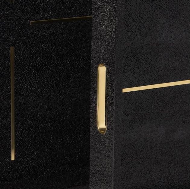 Daina Black Faux Shagreen Tray | Large