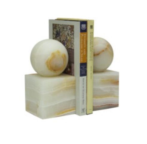 Light Green Onyx Ball Bookends SET