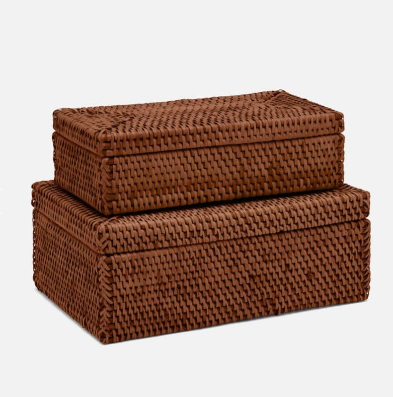 Kymoni Brown Rattan Box | Large