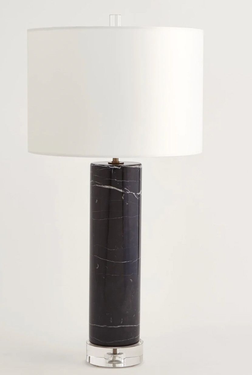Marble Cylinder Table Lamp Black w/ Acrylic Base