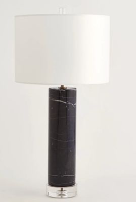 Marble Cylinder Table Lamp Black w/ Acrylic Base