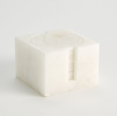 Alabaster Coasters with Holder | Set of 8