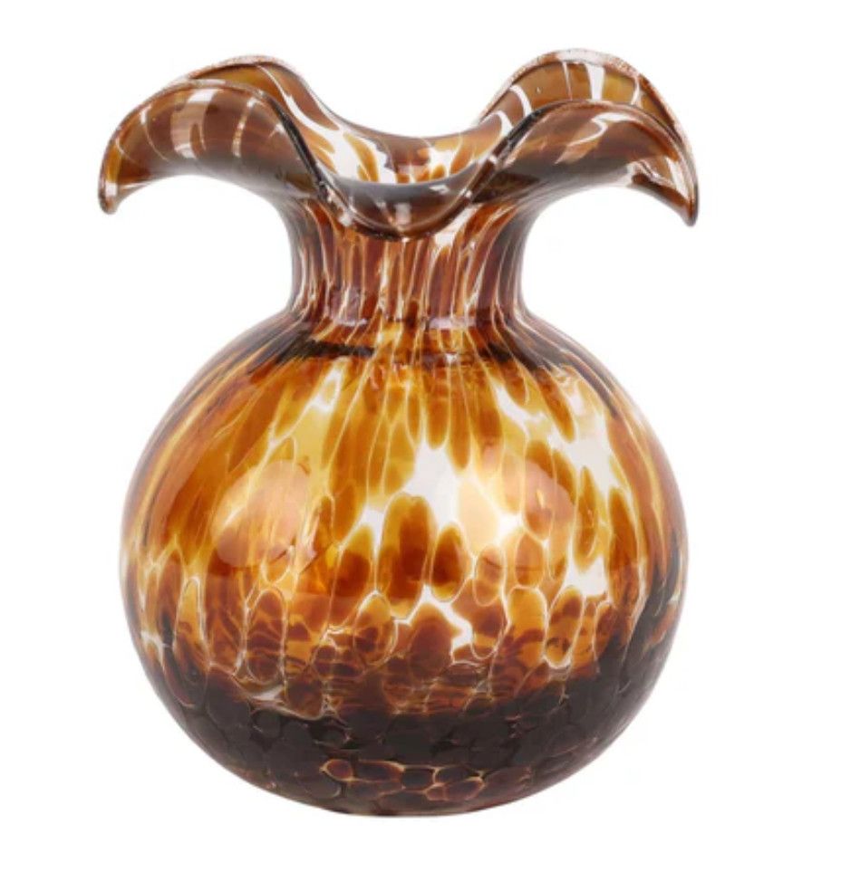 Hibiscus Glass Brown Tortoiseshell Bud Vase
