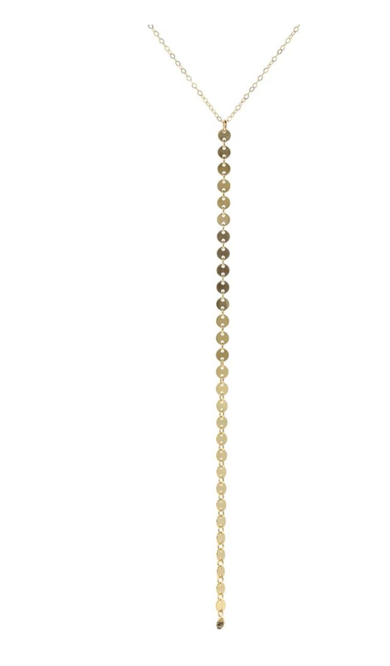 Book Chain Disc Lariat Necklace