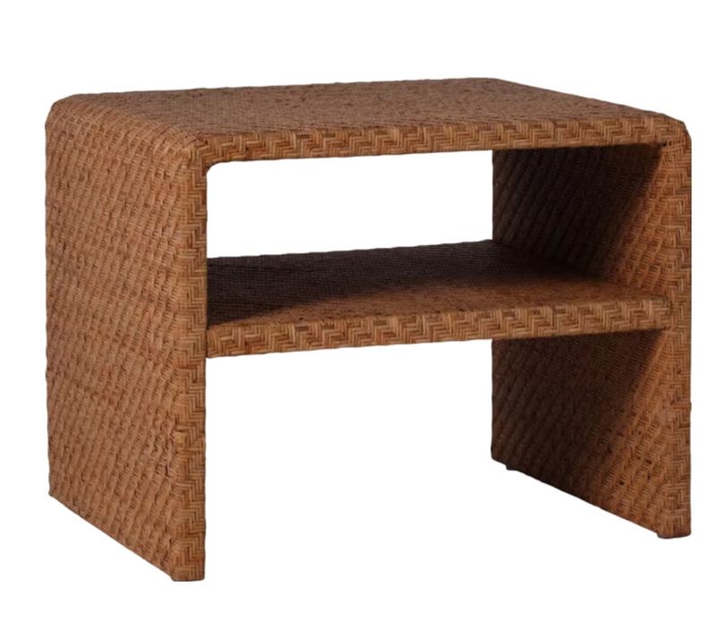 Two Shelf Rattan Side Table
