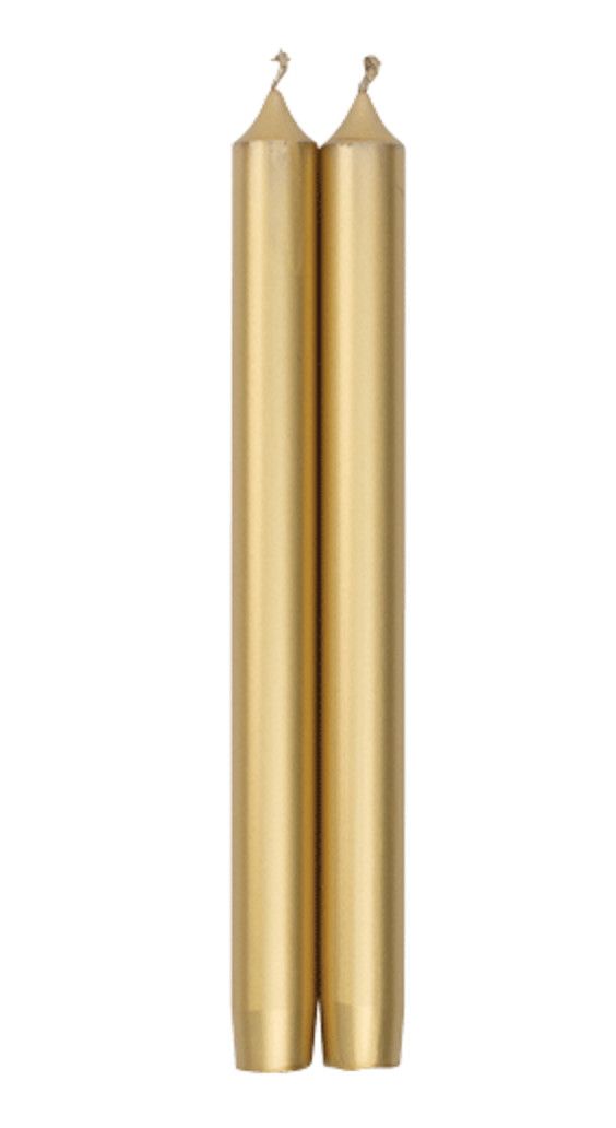 12&quot; Straight Taper Candles in GOLD | PAIR