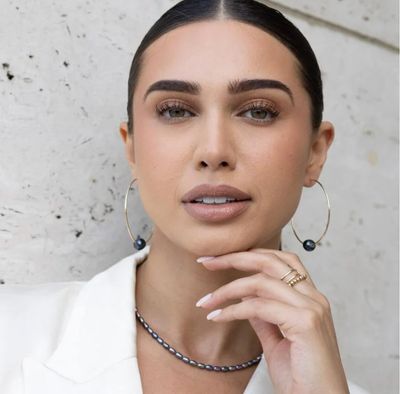 Coco Gold Infinity Hoop w/ Peacock Pearl | 56MM