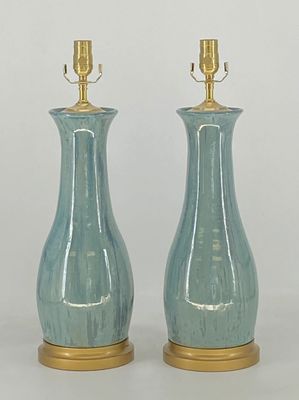 Charlotte Lamp/Ice Blue /Gold Base / Cream Drum Shade