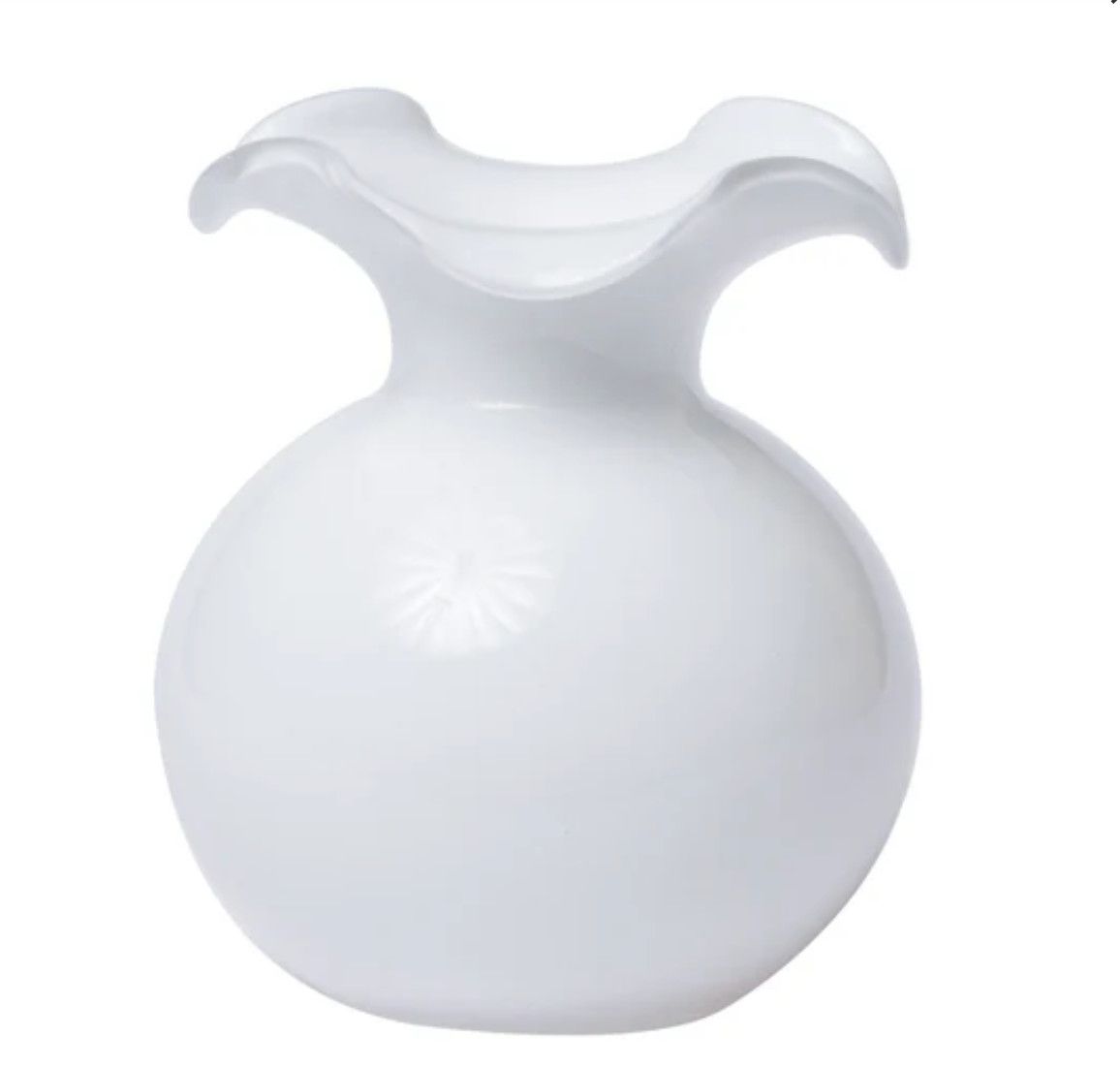 Hibiscus Glass White Small Fluted Vase