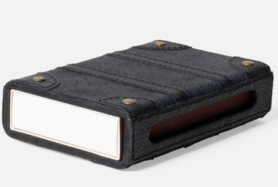 Dark Gray Hair on Hide Black Leather Matchbox