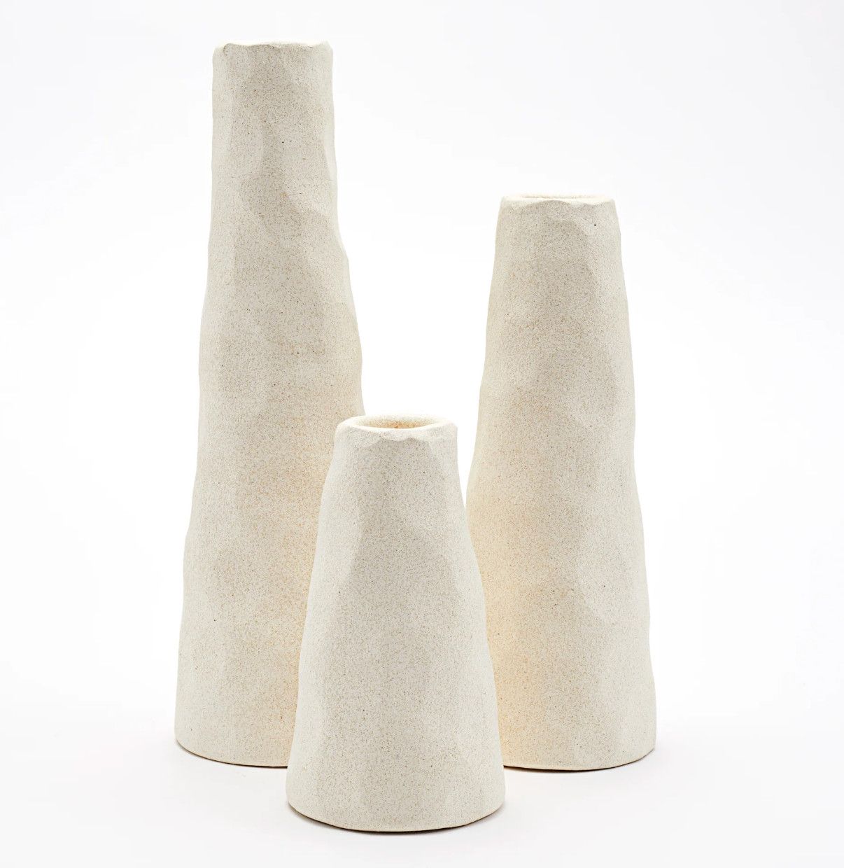 Delphi Candle Holders | Hammered Raw Blanc | set of 3