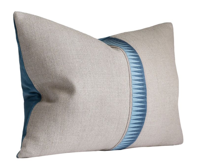 Giorgio Linen Tape Bravado Slate Blue Pillow | 14x20