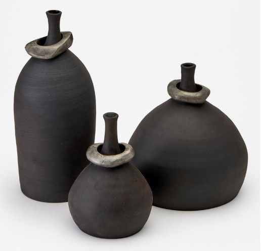 Mona Vessels (set of 3) | Raw Noir Pewter RIng