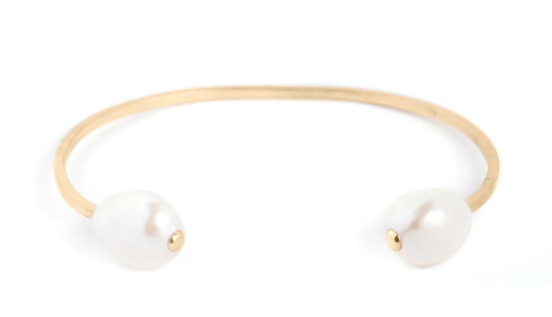Gold Dueling Pearl Cuff | Gold Fill w/ White