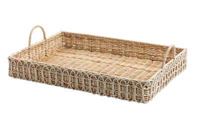 Provence Rattan 22.5 Rectangular Tray - Whitewash