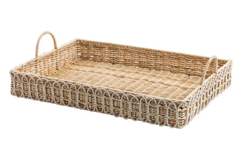 Provence Rattan 22.5 Rectangular Tray - Whitewash