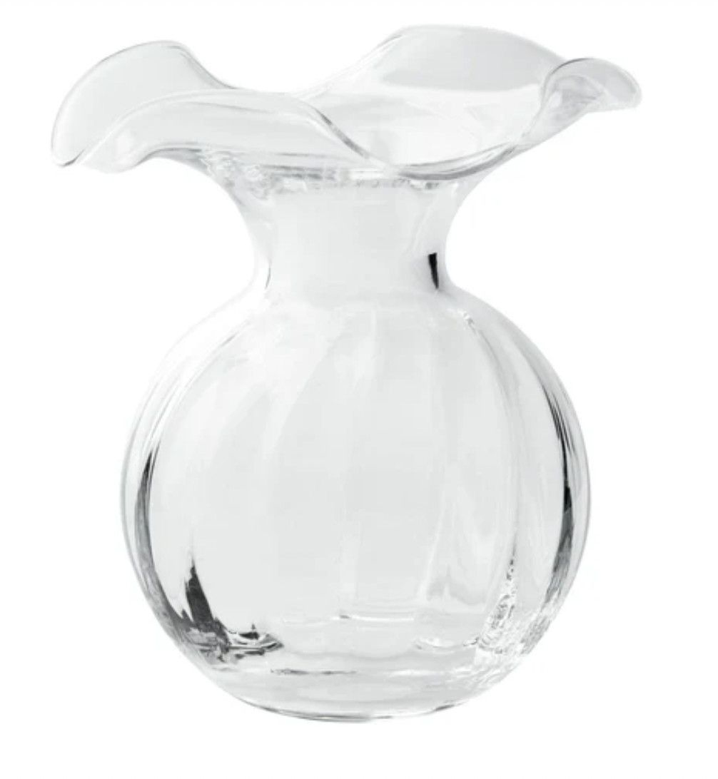 Hibiscus Glass Clear Small Fluted Vase
