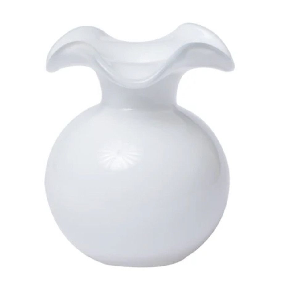 Hibiscus Glass White Bud Vase