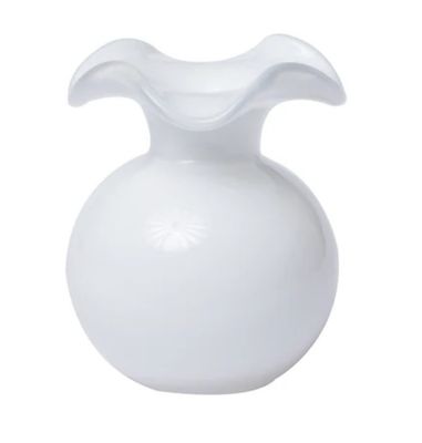 Hibiscus Glass White Bud Vase