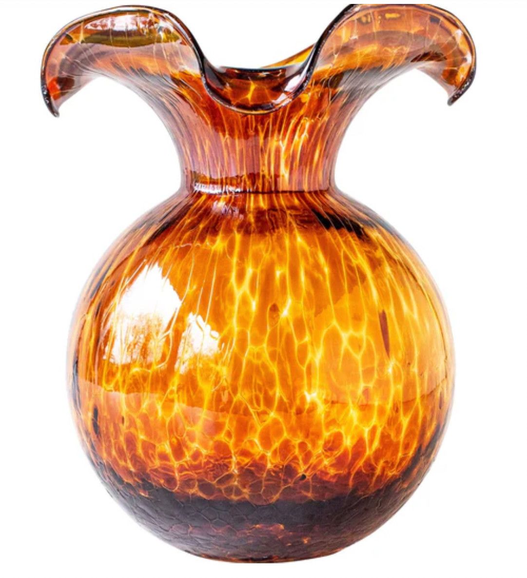 Hibiscus Glass Brown Tortoiseshell Medium Fluted Vase