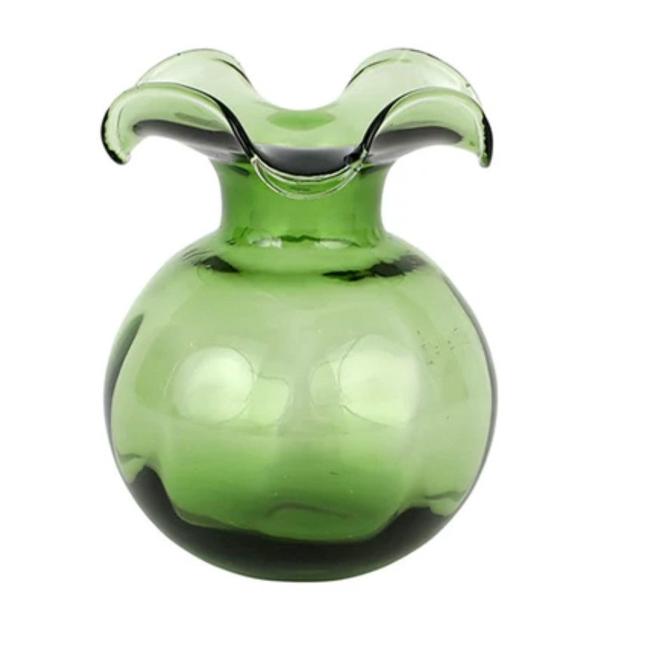 Hibiscus Glass Dark Green Bud Vase