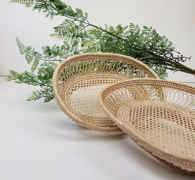 Delicate Artistic Weave Oval Basket Tray