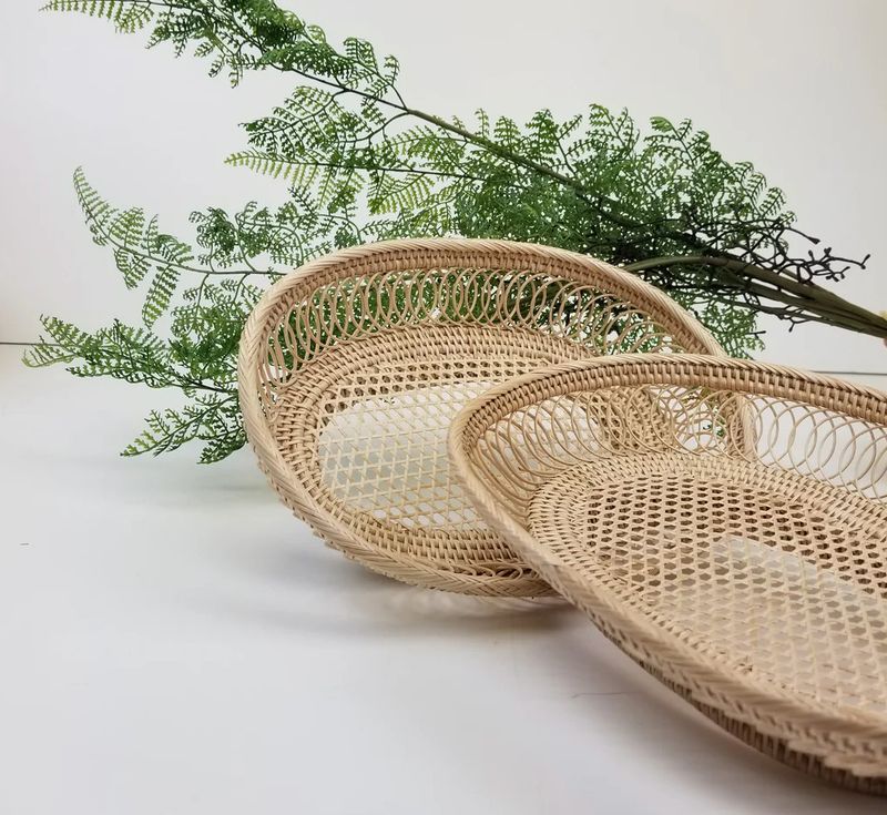 Delicate Artistic Weave Oval Basket Tray