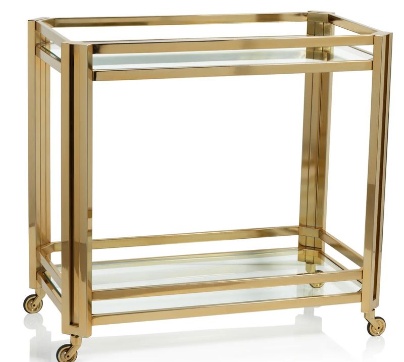 Mayfair High Gloss Gold Bar Cart
