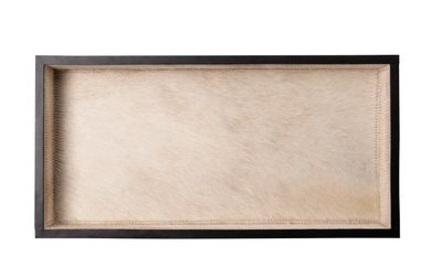 Cream Cow Hide Rec Tray Black Leather SMALL