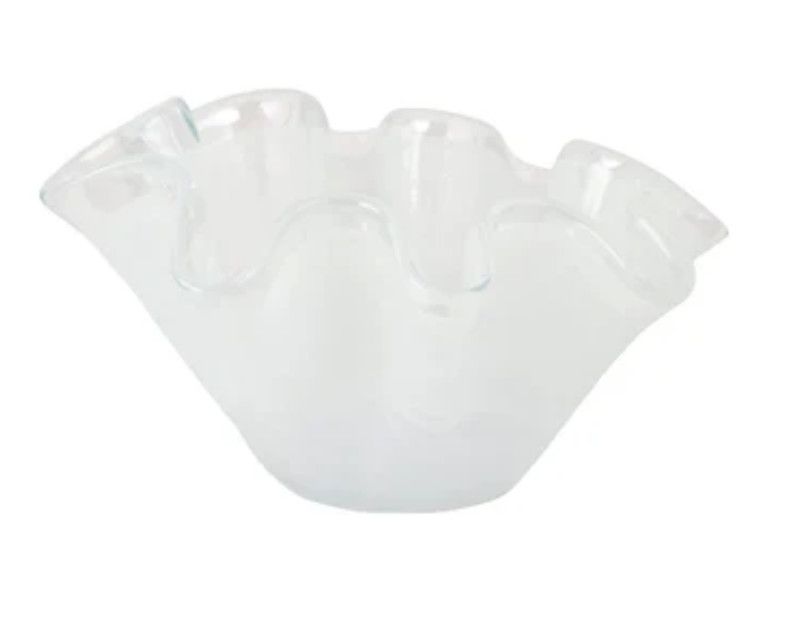 Onda Glass White Petite Ruffled Bowl