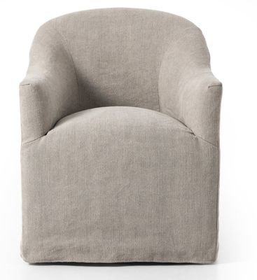 Cove Dining Chair With Casters Heather Twill Stone
