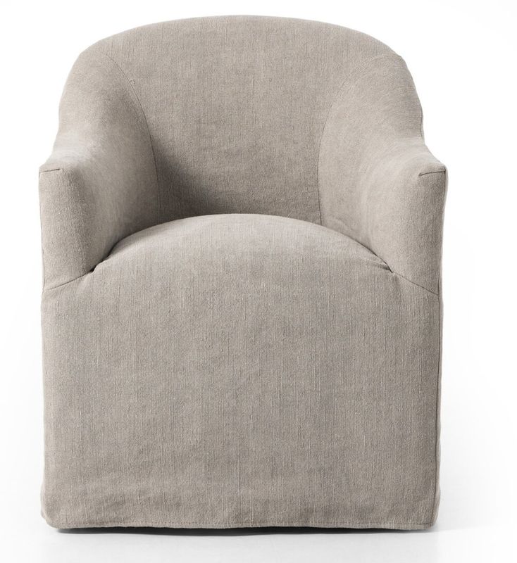 Cove Dining Chair With Casters Heather Twill Stone