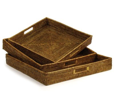 Burma Rattan Ottoman Tray | Large