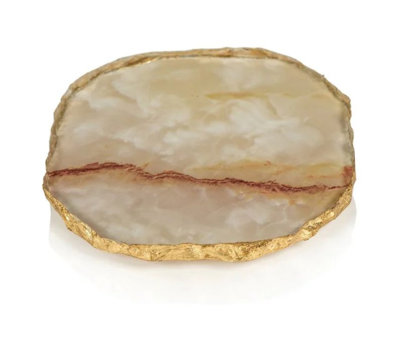 Agate Marble Glass Coaster Yellow Orange | Set of 4
