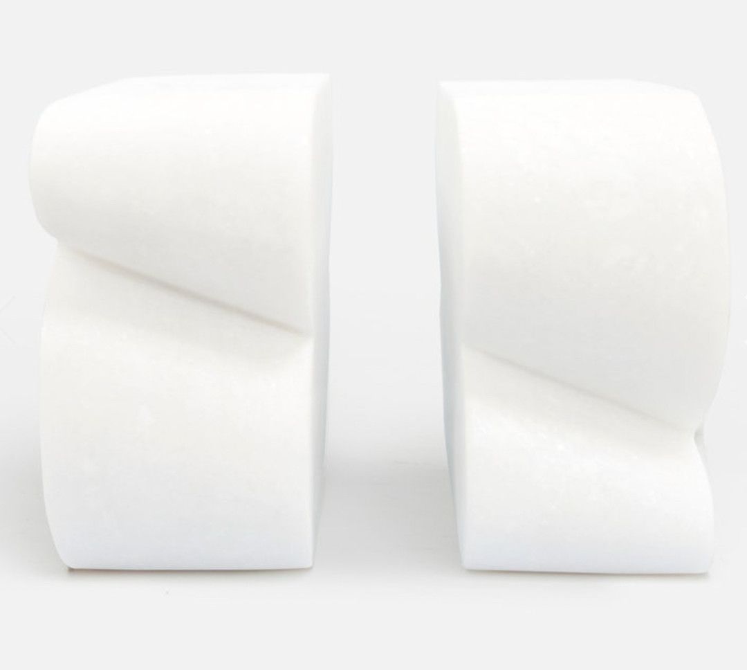 Calysta White Marble Bookends Set