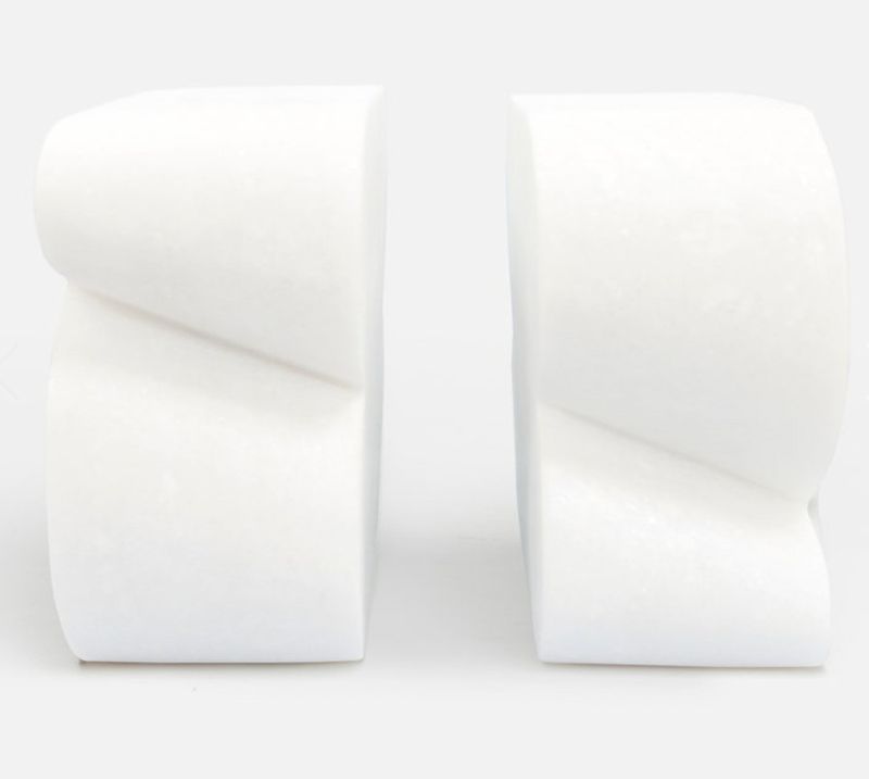 Calysta White Marble Bookends Set