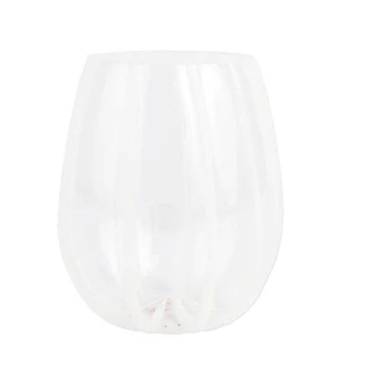 Nuovo Stripe White Stemless Wine Glass