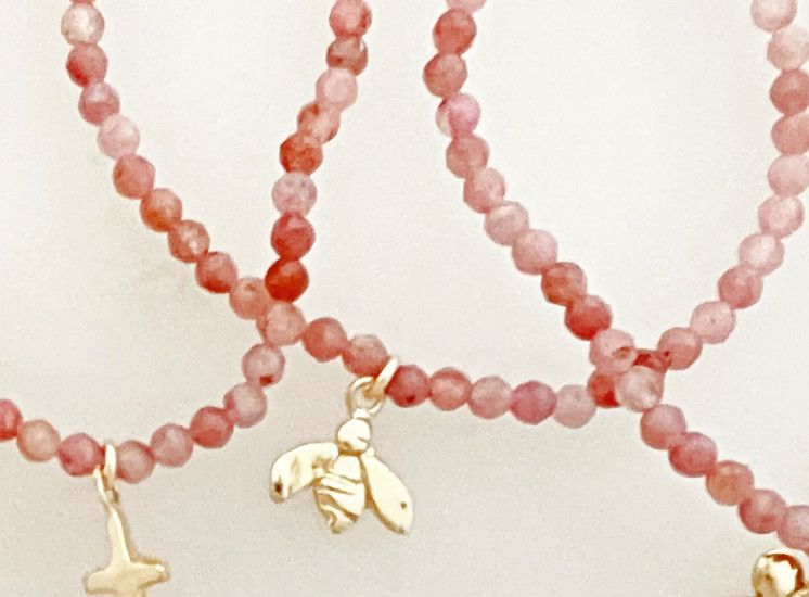 Pink Tourmaline Single Charm Bracelet | Bee