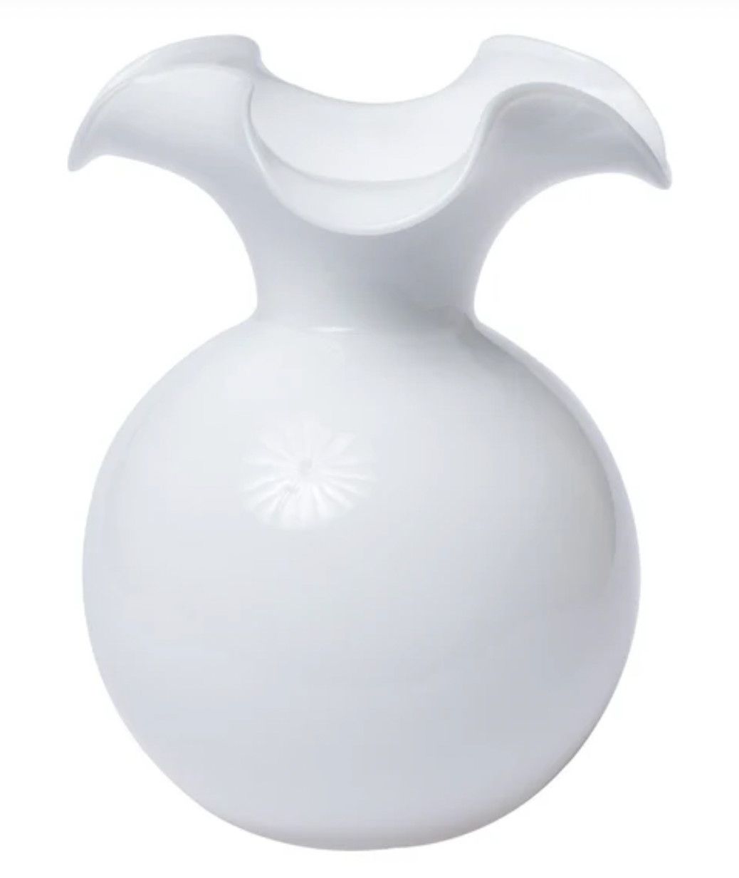 Hibiscus Glass White Medium Fluted Vase