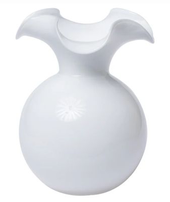 Hibiscus Glass White Medium Fluted Vase