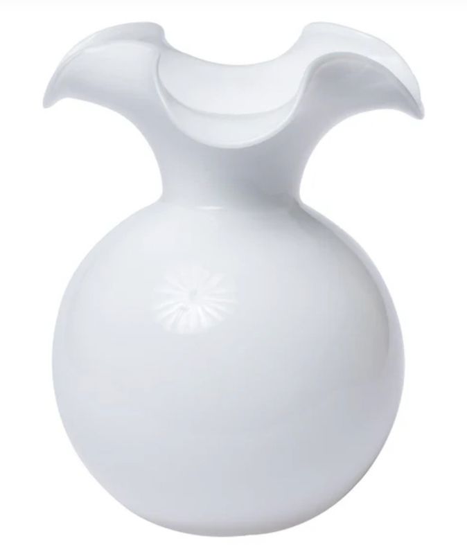 Hibiscus Glass White Medium Fluted Vase
