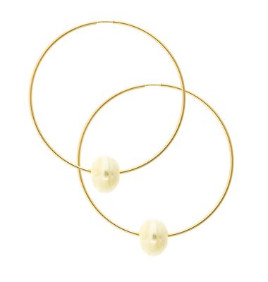 Coco Gold Infinity Hoop with White Pearl | 56MM White