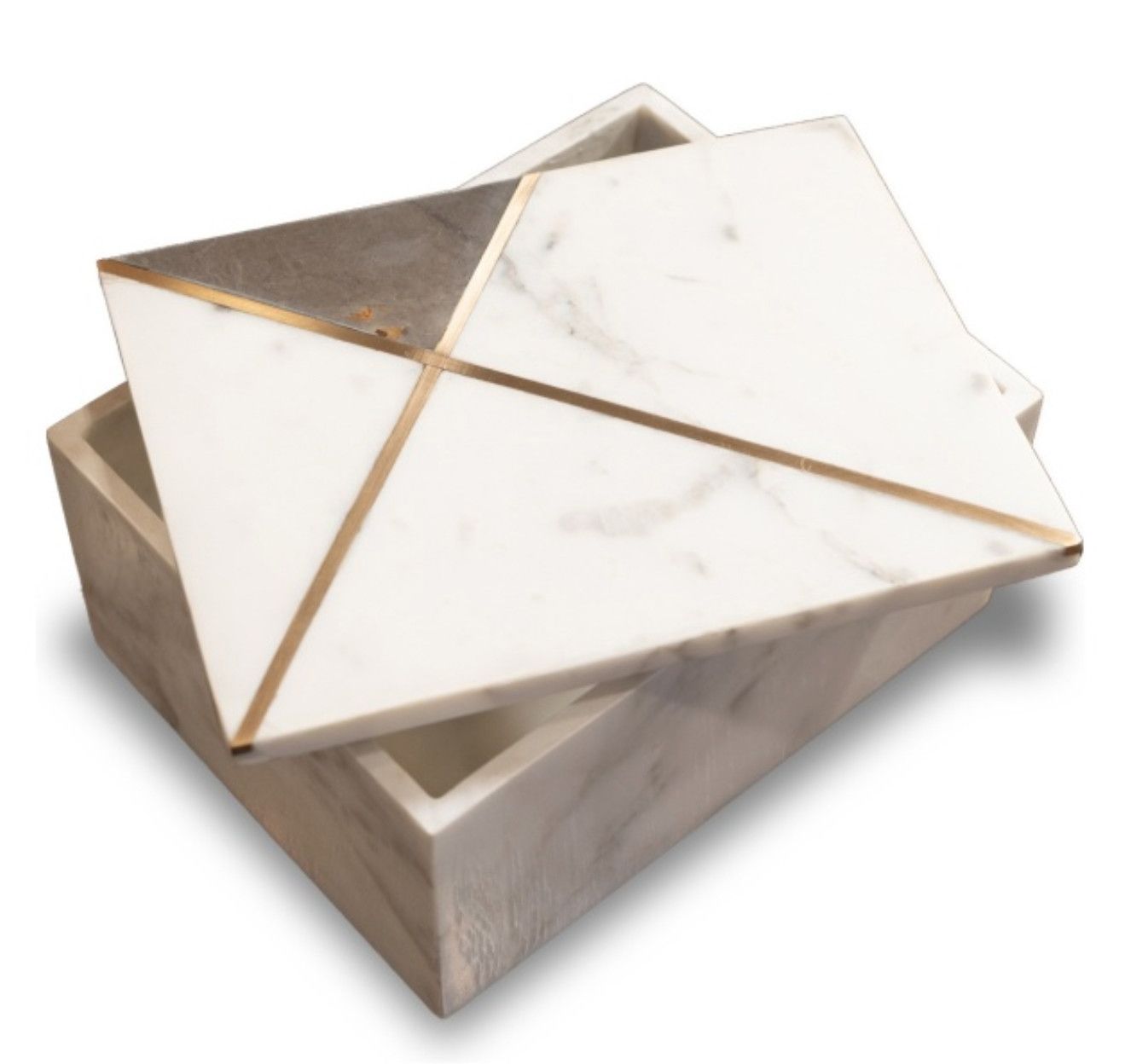 Olivia White Marble Box with Gold Accents