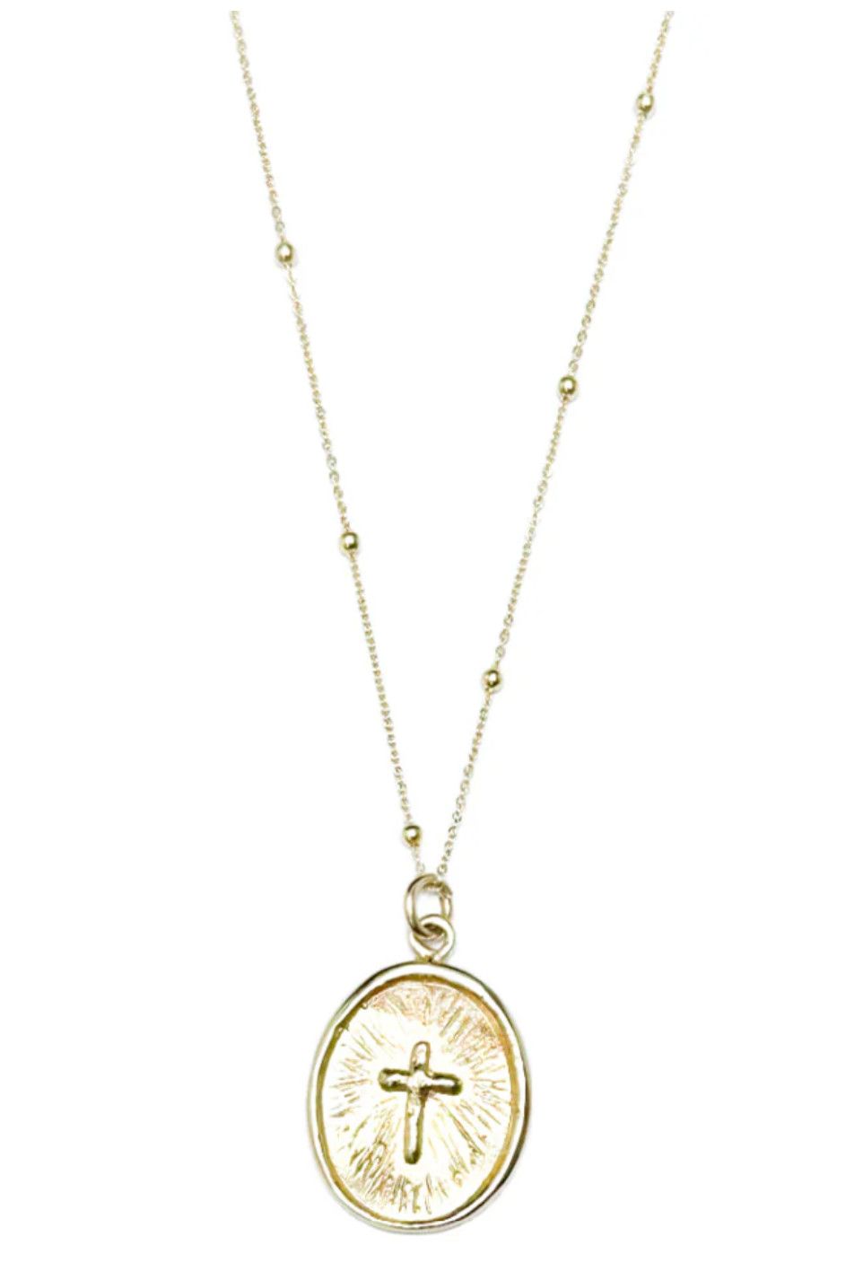 Cross Disc Necklace | Gold Filled Satellite Chain