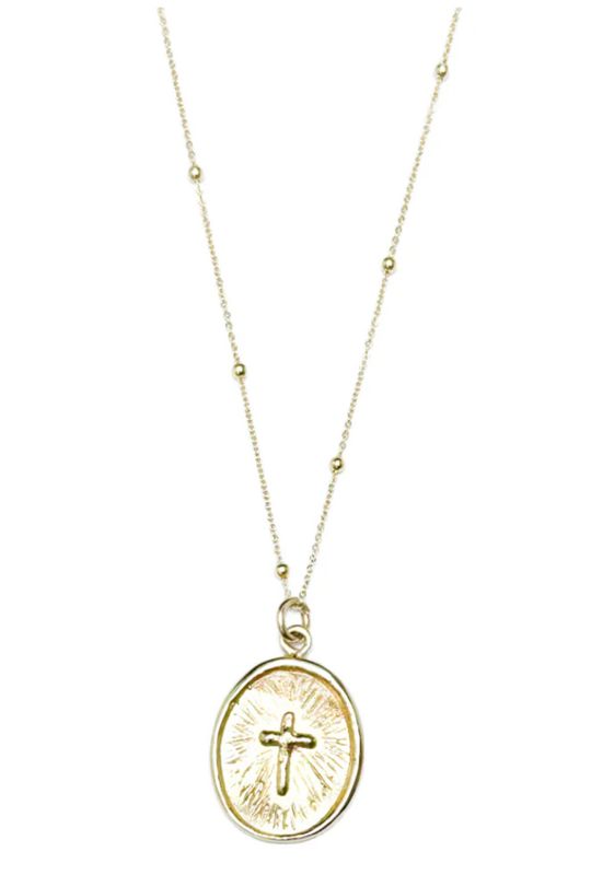 Cross Disc Necklace | Gold Filled Satellite Chain