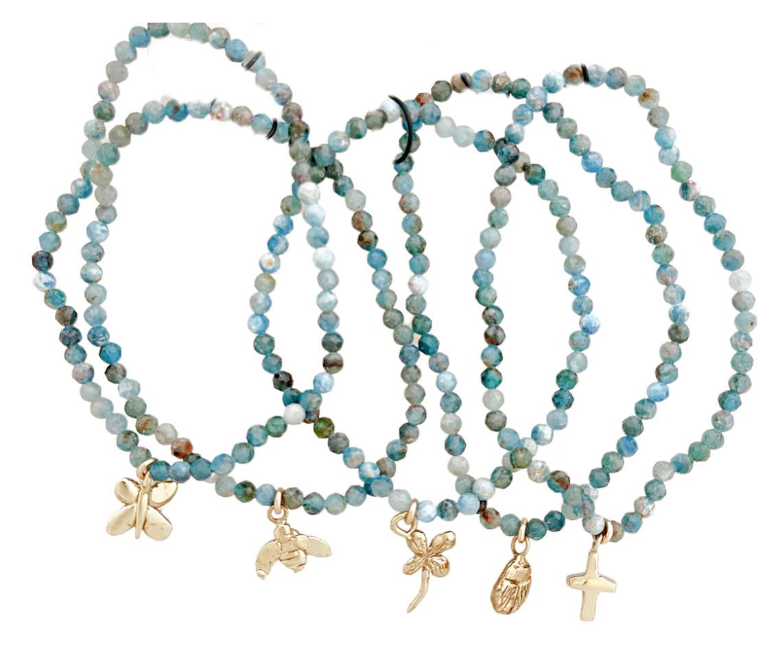 Apatite Single Charm Stretch Bracelet | Cross
