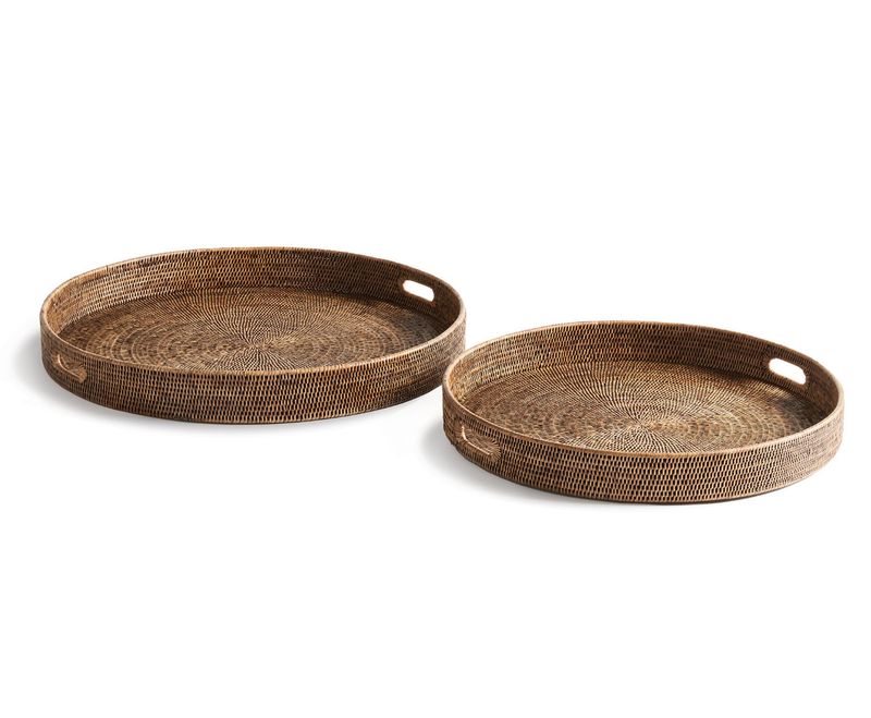 Burma Rattan Round Ottoman Tray | Small