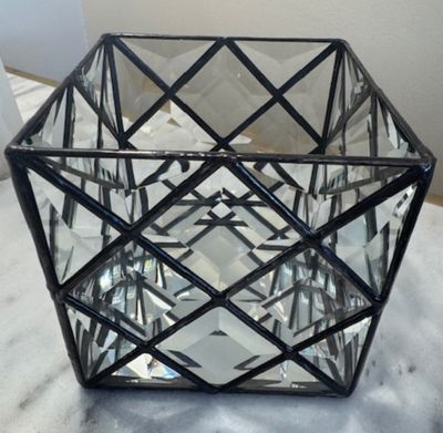 All Bevel Square w/ Diamonds Hurricane | Mirror on Bottom | 6x6