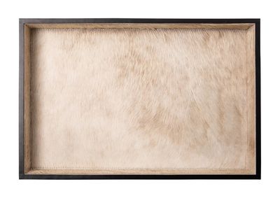 Cream Cow Hide Rectangle Tray Black Trim | Large