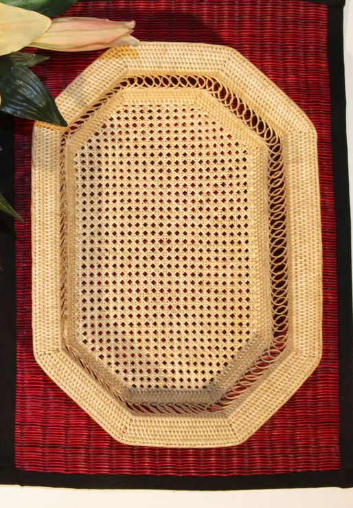 Open Cross Weave Basket Tray | Large